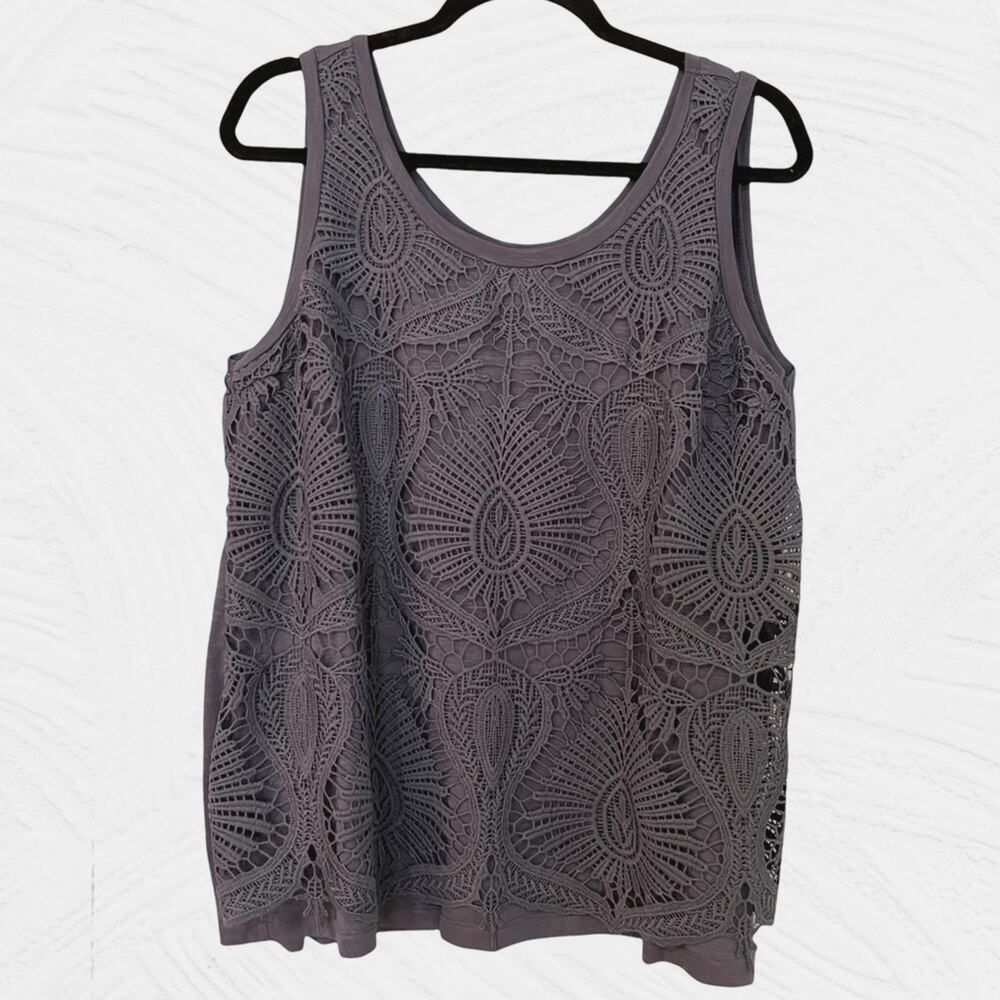 NWT Lane Bryant Crochet Overlay Sleeveless Tank Top 18/20
